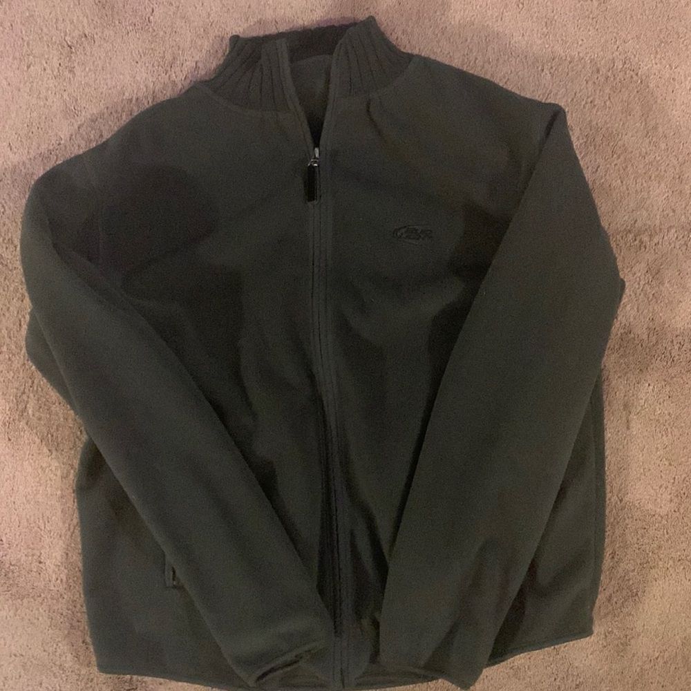 Fossa Mens Bud Light Full Zip Fleece Jacket Charcoal Gray XL Ribbed Mock Neck